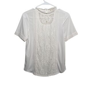 Dear Grace With Love Blouse Women's Small White Boho Cottage Renaissance Top